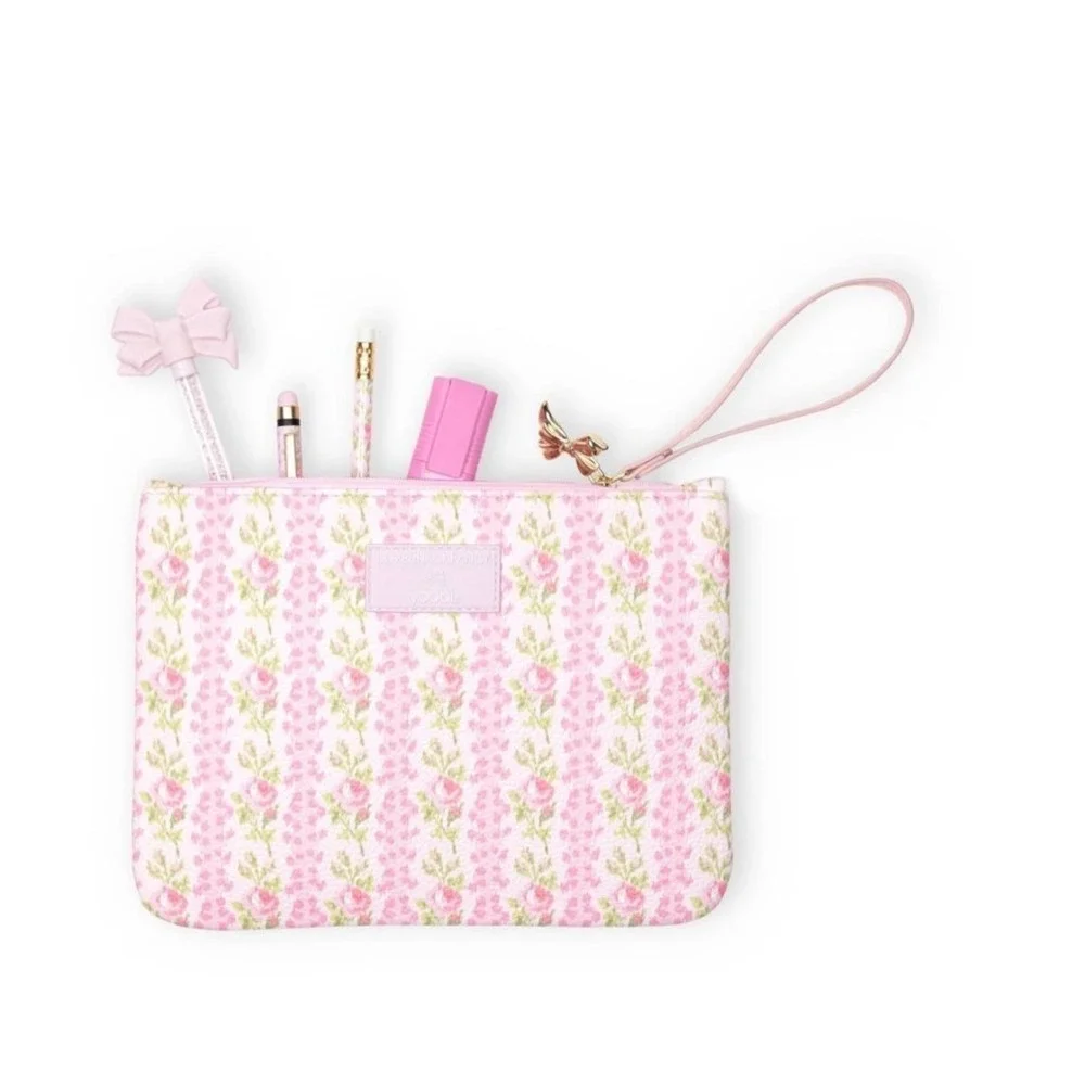 Love Shack Fancy Accessory Pouch Pencil Case Blooming Heirloom Pink Floral NEW